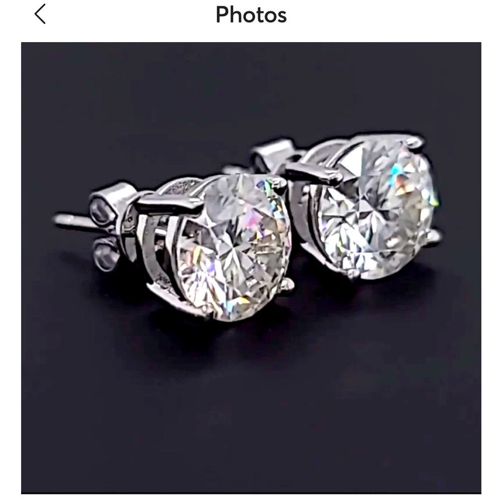 CERTIFIED Genuine moisannite diamond stud earrings 2ct total weight. 6.35mm each
